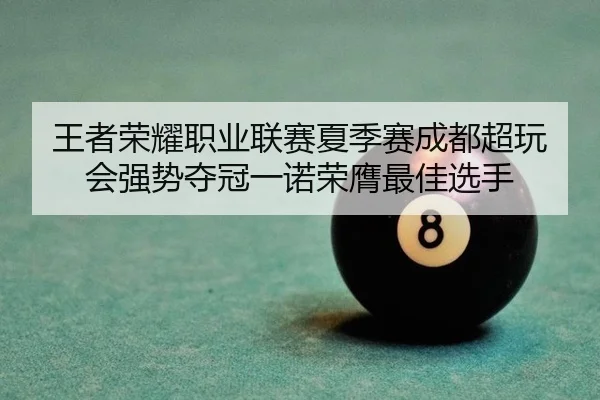 王者荣耀职业联赛夏季赛成都超玩会强势夺冠一诺荣膺最佳选手